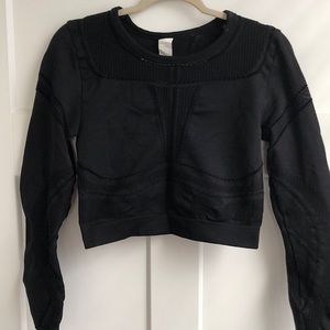Fabletics Black Long Sleeve Crop Top